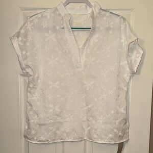 Emery Rose White Floral Women's Blouse size L
